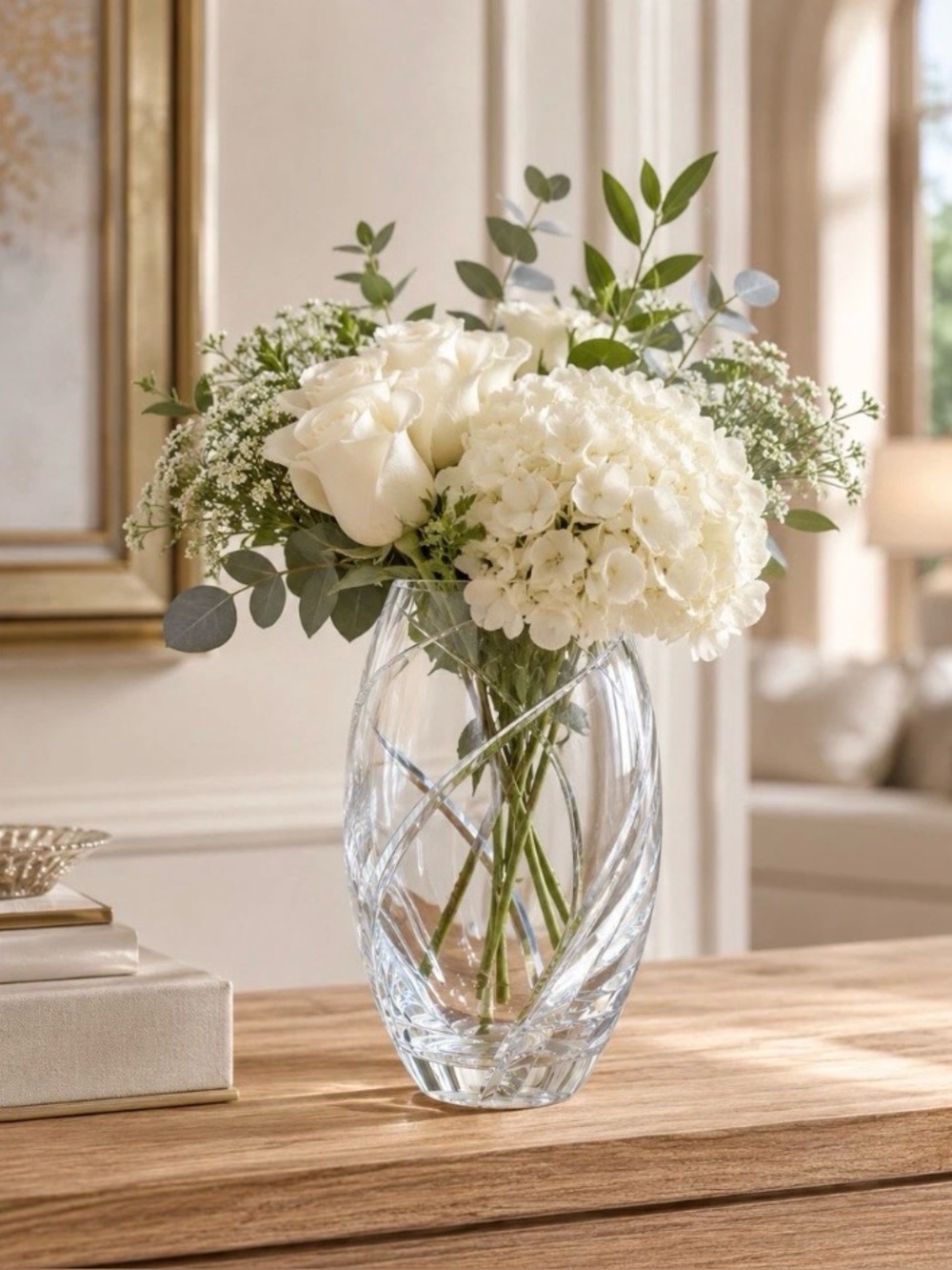 Classic Clear Glass Swirl Vase